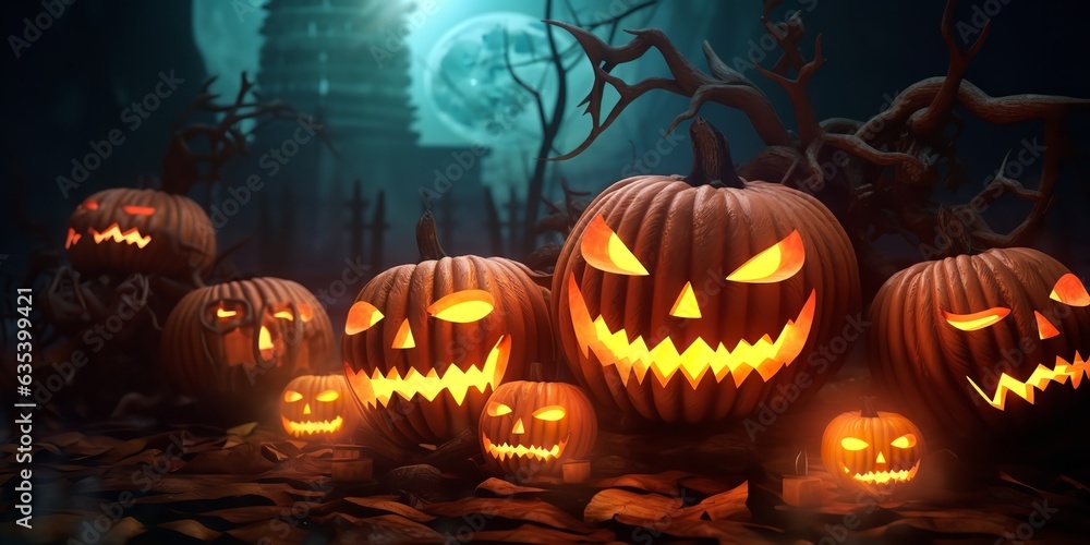 Pumpkins for Halloween with candles. Ghost Pumpkin. Generative Ai. Pumpkins for Halloween with candles. Ghost Pumpkin. Generative Ai.