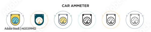 Car ammeter icon in filled, thin line, outline and stroke style. Vector illustration of two colored and black car ammeter vector icons designs can be used for mobile, ui, web