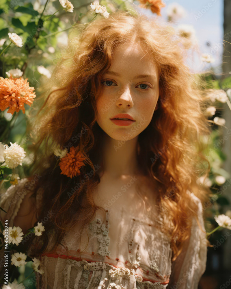 portrait of a girl in flowers portrait of a girl in flowers