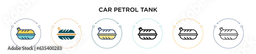 Car petrol tank icon in filled, thin line, outline and stroke style. Vector illustration of two colored and black car petrol tank vector icons designs can be used for mobile, ui, web