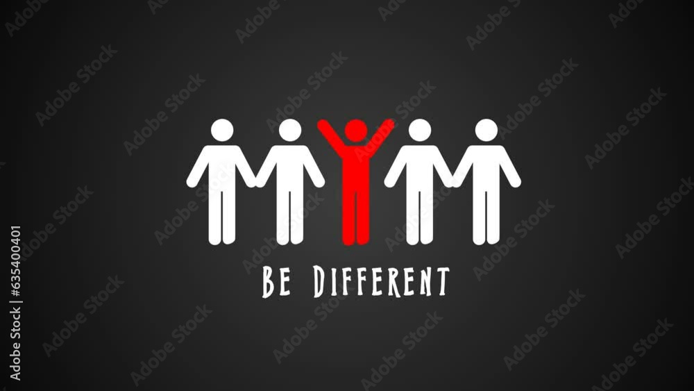 be different. Motivational team hand written quote. Animation Animated symbol of people black and red. Concept of teamwork, management, connection, communication, social network. be different. Motivational team hand written quote. Animation Animated symbol of people black and red. Concept of teamwork, management, connection, communication, social network.