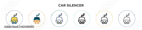 Car silencer icon in filled, thin line, outline and stroke style. Vector illustration of two colored and black car silencer vector icons designs can be used for mobile, ui, web