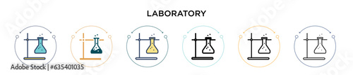 Laboratory icon in filled, thin line, outline and stroke style. Vector illustration of two colored and black laboratory vector icons designs can be used for mobile, ui, web