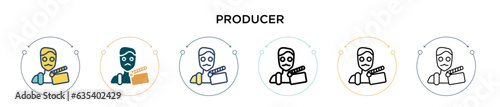 Producer icon in filled, thin line, outline and stroke style. Vector illustration of two colored and black producer vector icons designs can be used for mobile, ui, web