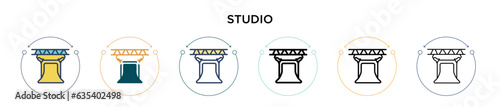 Studio icon in filled, thin line, outline and stroke style. Vector illustration of two colored and black studio vector icons designs can be used for mobile, ui, web