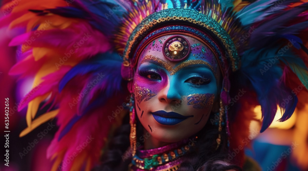 Attractive woman in a carnival mask, created with Generative AI technology. Attractive woman in a carnival mask, created with Generative AI technology.