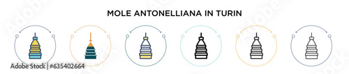 Mole antonelliana in turin icon in filled, thin line, outline and stroke style. Vector illustration of two colored and black mole antonelliana in turin vector icons designs can be used for mobile, ui,