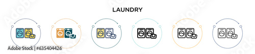 Laundry icon in filled, thin line, outline and stroke style. Vector illustration of two colored and black laundry vector icons designs can be used for mobile, ui, web