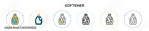 Softener icon in filled, thin line, outline and stroke style. Vector illustration of two colored and black softener vector icons designs can be used for mobile, ui, web
