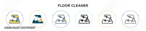 Floor cleaner icon in filled, thin line, outline and stroke style. Vector illustration of two colored and black floor cleaner vector icons designs can be used for mobile, ui, web