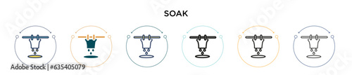 Soak icon in filled, thin line, outline and stroke style. Vector illustration of two colored and black soak vector icons designs can be used for mobile, ui, web