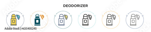 Deodorizer icon in filled, thin line, outline and stroke style. Vector illustration of two colored and black deodorizer vector icons designs can be used for mobile, ui, web