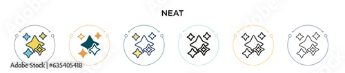 Neat icon in filled, thin line, outline and stroke style. Vector illustration of two colored and black neat vector icons designs can be used for mobile, ui, web