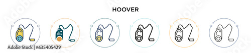 Hoover icon in filled, thin line, outline and stroke style. Vector illustration of two colored and black hoover vector icons designs can be used for mobile, ui, web