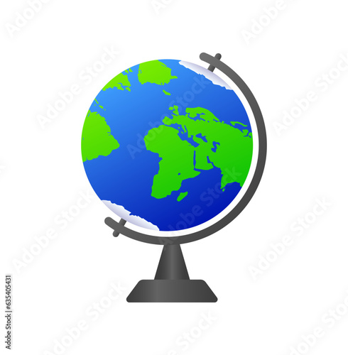Globe. Flat, color, planet earth, globe icon. Vector illustration