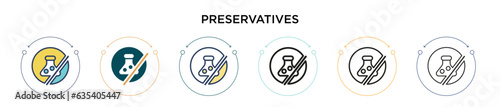 Preservatives icon in filled, thin line, outline and stroke style. Vector illustration of two colored and black preservatives vector icons designs can be used for mobile, ui, web