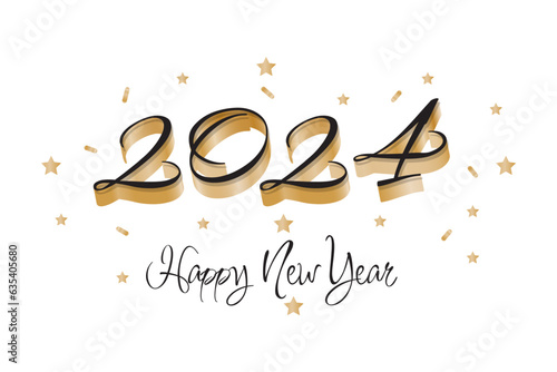 2024 golden new year symbol 3d-illustration