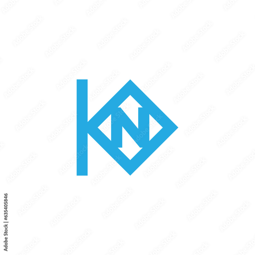 letter kn linked blue diamond logo vector letter kn linked blue diamond logo vector