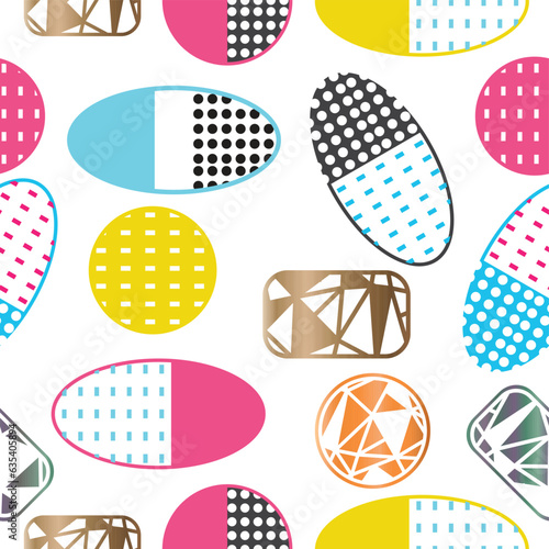 colorful round capsules shape seamless pattern vector