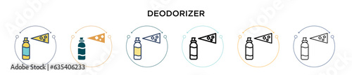 Deodorizer icon in filled, thin line, outline and stroke style. Vector illustration of two colored and black deodorizer vector icons designs can be used for mobile, ui, web