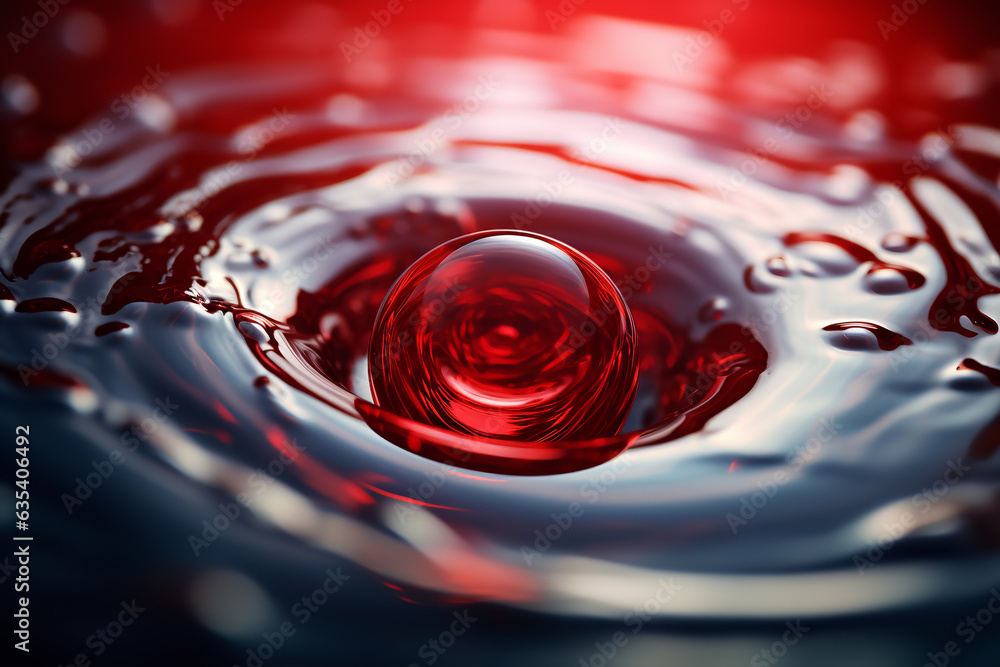 The impact of a single droplet of blood as it penetrates clear water ...