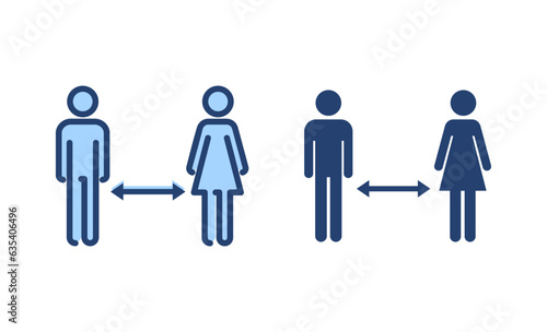 Social distancing vector. social distance sign and symbol. self quarantine sign