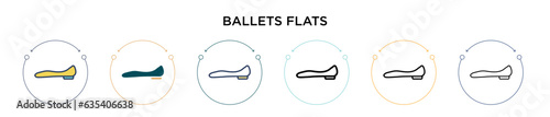 Ballets flats icon in filled, thin line, outline and stroke style. Vector illustration of two colored and black ballets flats vector icons designs can be used for mobile, ui, web