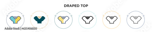 Draped top icon in filled, thin line, outline and stroke style. Vector illustration of two colored and black draped top vector icons designs can be used for mobile, ui, web
