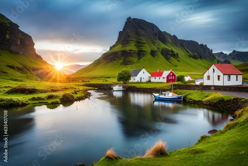 landscape with lake and mountains