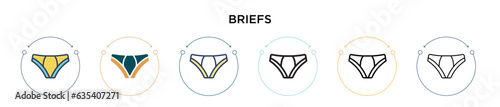 Briefs icon in filled, thin line, outline and stroke style. Vector illustration of two colored and black briefs vector icons designs can be used for mobile, ui, web