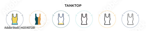 Tanktop icon in filled, thin line, outline and stroke style. Vector illustration of two colored and black tanktop vector icons designs can be used for mobile, ui, web