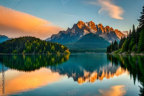 sunset over the lake