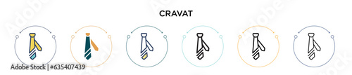Cravat icon in filled, thin line, outline and stroke style. Vector illustration of two colored and black cravat vector icons designs can be used for mobile, ui, web