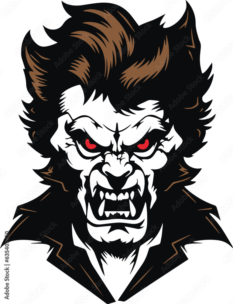 Werewolf head, Wolf man head, Halloween Vector illustration, SVG