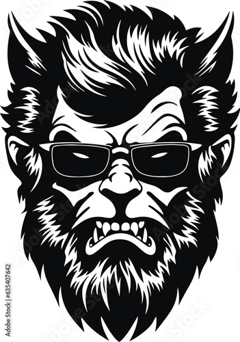 Werewolf head, Wolf man head, Halloween Vector illustration, SVG