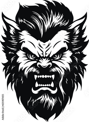 Werewolf head, Wolf man head, Halloween Vector illustration, SVG