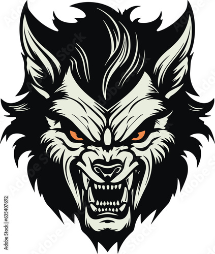 Werewolf head, Wolf man head, Halloween Vector illustration, SVG