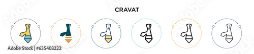 Cravat icon in filled, thin line, outline and stroke style. Vector illustration of two colored and black cravat vector icons designs can be used for mobile, ui, web