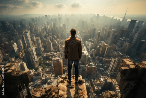 Building Confidence Person conquering fear - stock photo concepts