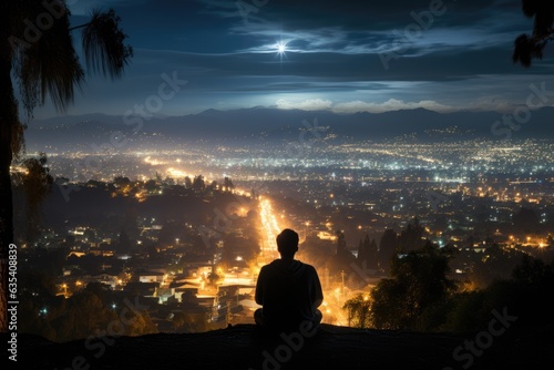 Capturing the city lights from Mulholland Drive.  - stock photo concepts photo
