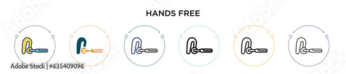 Hands free icon in filled, thin line, outline and stroke style. Vector illustration of two colored and black hands free vector icons designs can be used for mobile, ui, web