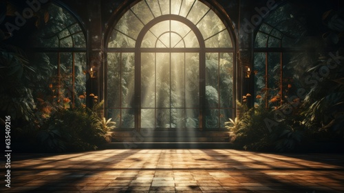 A open window with sunlight pouring. AI generated