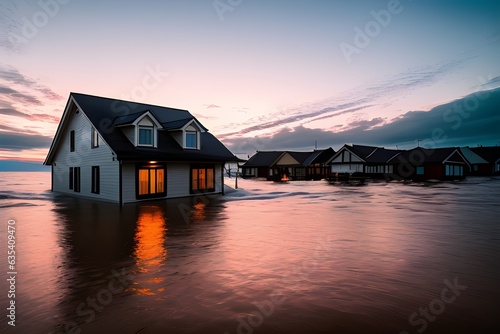 The flood inundated the village, the water completely covered all the dry land © Mikalai