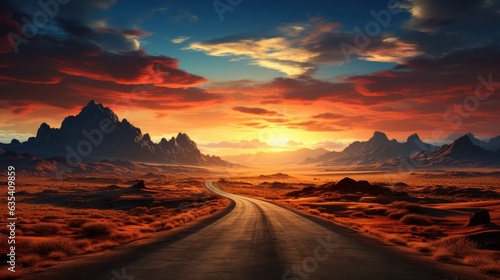A road leading into the distance. AI generated © PandaStockArt