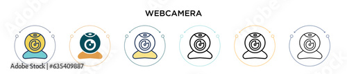 Webcamera icon in filled, thin line, outline and stroke style. Vector illustration of two colored and black webcamera vector icons designs can be used for mobile, ui, web