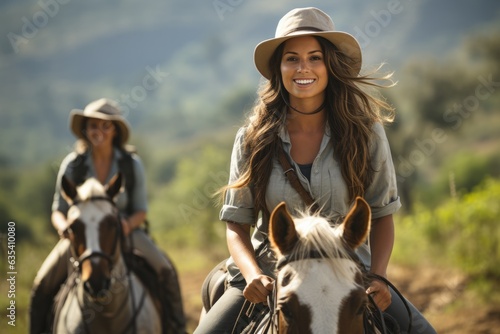 Fotografia Enjoying a horseback ride in Griffith Park photo  - stock photo concepts
