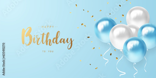 Celebrate your birthday background with beautiful balloons vector illustration.