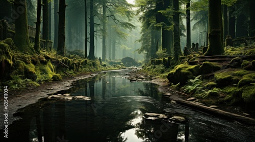 A tranquil forest scene. AI generated