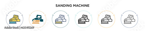 Sanding machine icon in filled, thin line, outline and stroke style. Vector illustration of two colored and black sanding machine vector icons designs can be used for mobile, ui, web