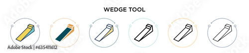 Wedge tool icon in filled, thin line, outline and stroke style. Vector illustration of two colored and black wedge tool vector icons designs can be used for mobile, ui, web